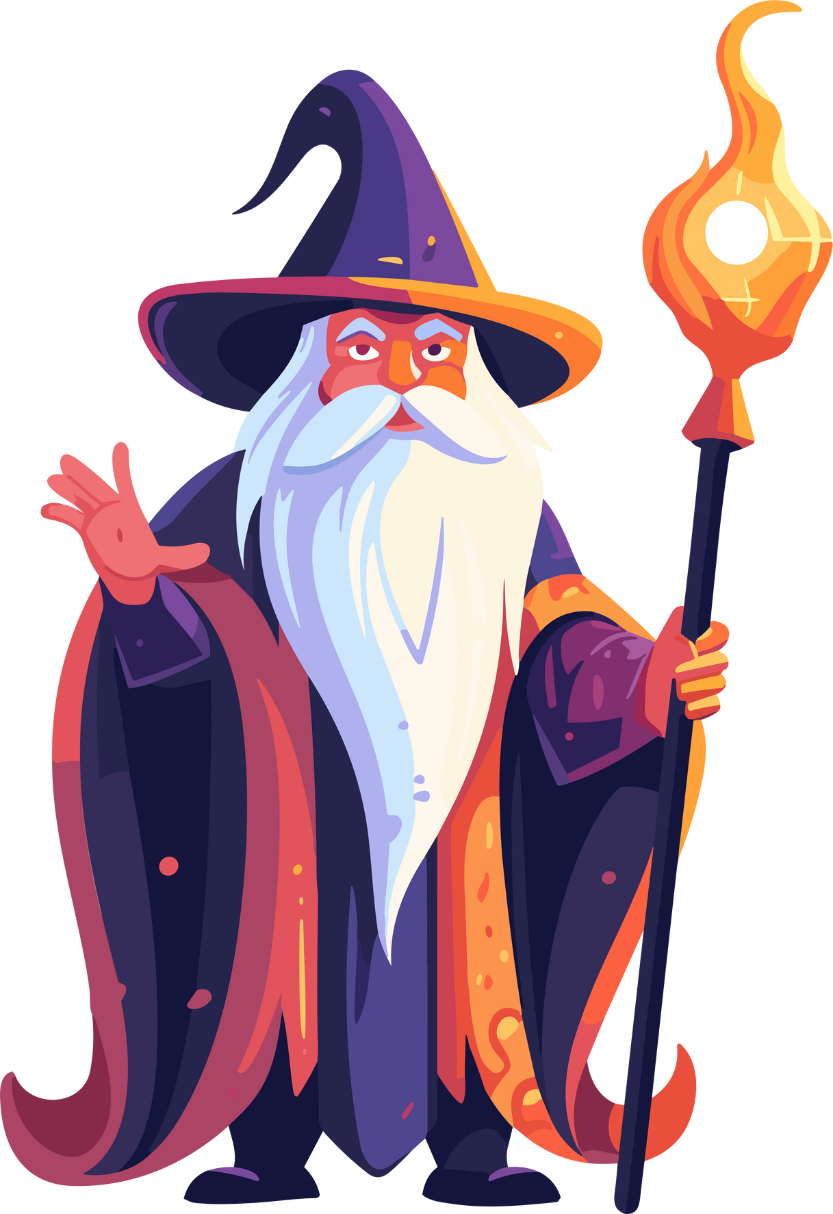 Wizard Holding Staff Illustration